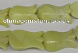 CFG241 15.5 inches 15*25mm carved flower lemon jade gemstone beads