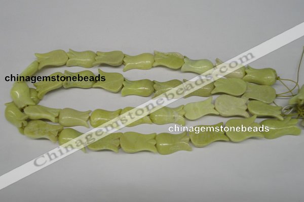 CFG241 15.5 inches 15*25mm carved flower lemon jade gemstone beads