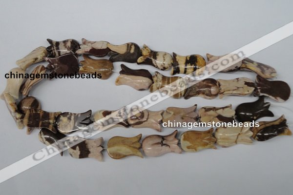 CFG243 15.5 inches 15*25mm carved flower zebra jasper beads