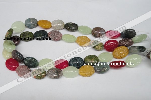 CFG247 15.5 inches 15*20mm carved oval mixed gemstone beads