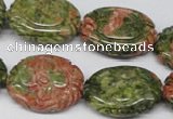 CFG248 15.5 inches 18*25mm carved oval unakite gemstone beads