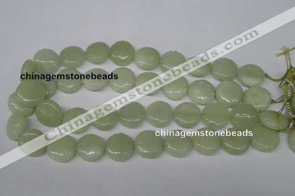 CFG250 15.5 inches 20mm carved coin New jade gemstone beads