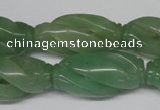 CFG252 15.5 inches 15*30mm carved rice green aventurine beads