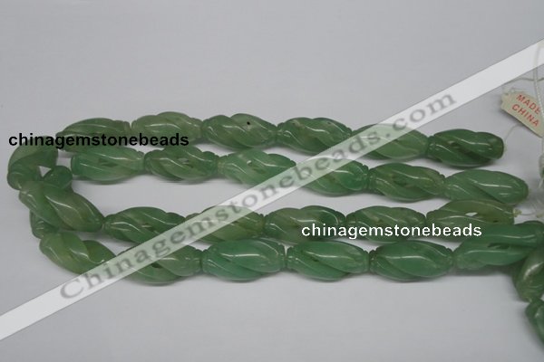 CFG252 15.5 inches 15*30mm carved rice green aventurine beads