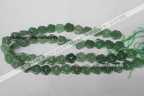 CFG255 15.5 inches 15mm carved flower green aventurine beads