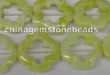 CFG257 15.5 inches 20mm carved flower lemon jade gemstone beads