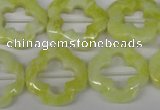 CFG257 15.5 inches 20mm carved flower lemon jade gemstone beads