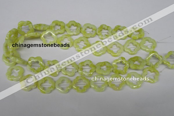 CFG257 15.5 inches 20mm carved flower lemon jade gemstone beads