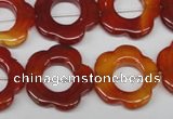 CFG259 15.5 inches 20mm carved flower red agate gemstone beads