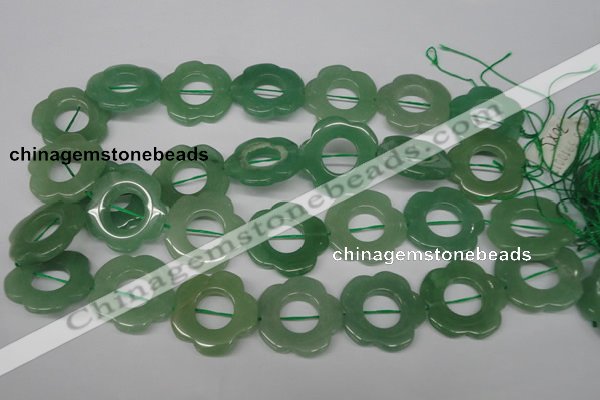 CFG261 15.5 inches 30mm carved flower green aventurine beads