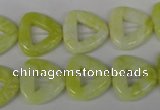 CFG275 15.5 inches 15*15mm carved triangle lemon jade beads