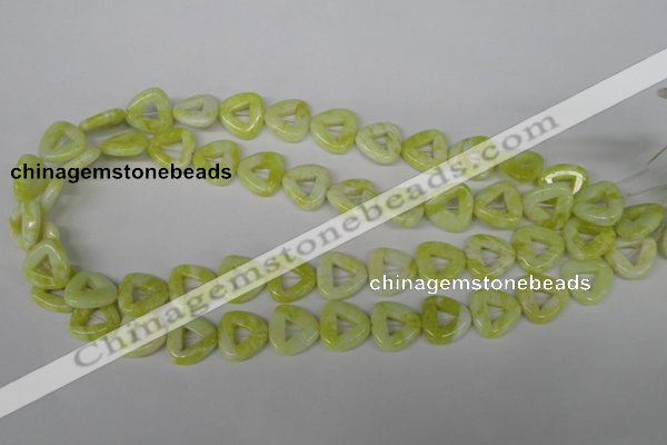 CFG275 15.5 inches 15*15mm carved triangle lemon jade beads