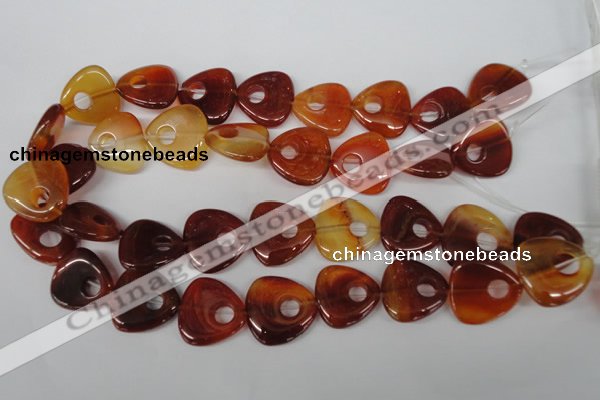 CFG276 15.5 inches 25*25mm carved triangle red agate beads