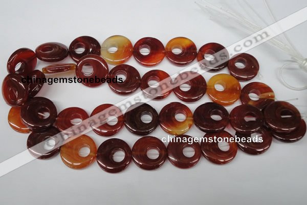 CFG277 15.5 inches 25mm carved donut red agate beads