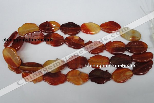 CFG278 15.5 inches 22*30mm carved animal red agate beads