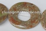 CFG282 15.5 inches 40*45mm carved oval unakite gemstone beads