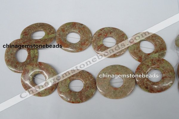 CFG282 15.5 inches 40*45mm carved oval unakite gemstone beads