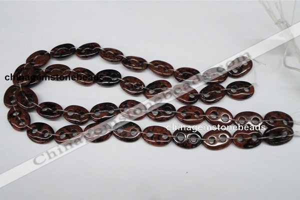 CFG292 15.5 inches 15*20mm carved oval mahogany obsidian beads