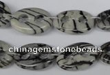 CFG293 15.5 inches 15*20mm carved oval black water jasper beads