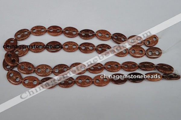 CFG295 15.5 inches 15*20mm carved oval goldstone beads