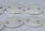 CFG298 15.5 inches 15*25mm carved oval white stone beads