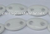 CFG298 15.5 inches 15*25mm carved oval white stone beads