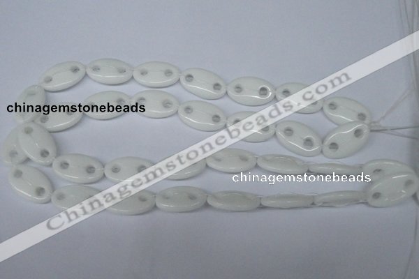 CFG298 15.5 inches 15*25mm carved oval white stone beads