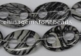 CFG301 15.5 inches 18*25mm carved oval black water jasper beads