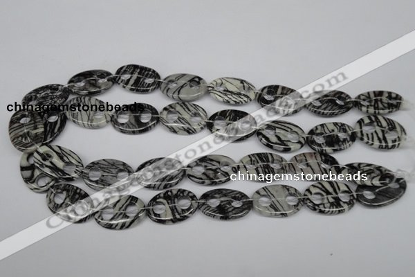 CFG301 15.5 inches 18*25mm carved oval black water jasper beads