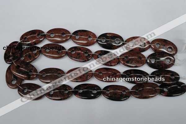 CFG305 15.5 inches 20*30mm carved oval mahogany obsidian beads