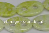 CFG308 15.5 inches 20*30mm carved oval lemon jade gemstone beads