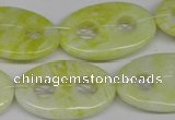 CFG308 15.5 inches 20*30mm carved oval lemon jade gemstone beads