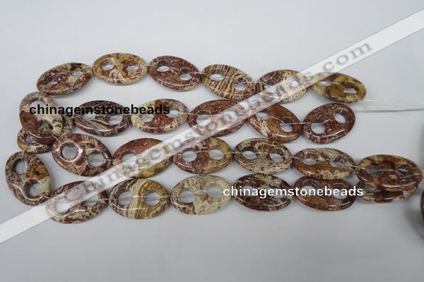 CFG309 15.5 inches 20*30mm carved oval dyed stripe jasper beads