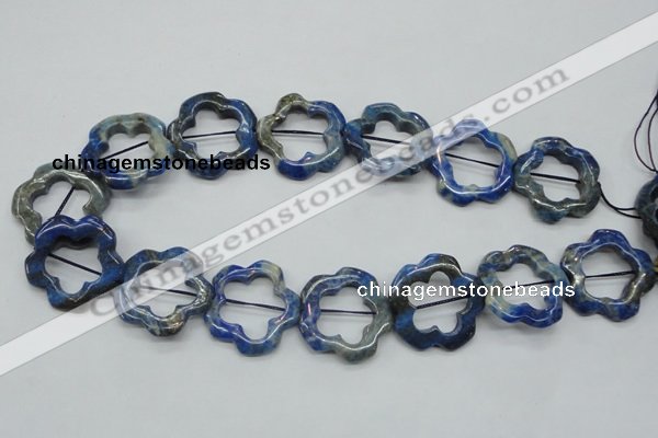 CFG32 15.5 inches 30mm carved flower lapis lazuli gemstone beads