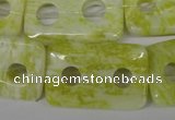 CFG336 15.5 inches 20*30mm carved rectangle lemon jade beads