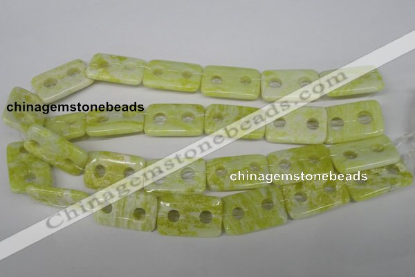 CFG336 15.5 inches 20*30mm carved rectangle lemon jade beads