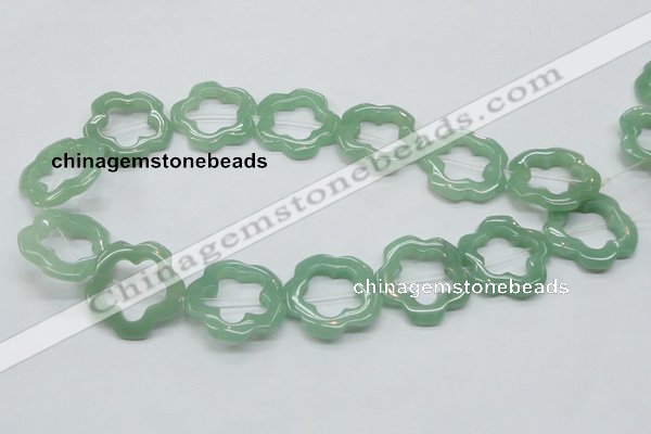 CFG34 15.5 inches 30mm carved flower green aventurine jade beads