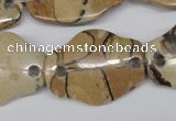 CFG340 22*30mm carved hexagon African leopard skin jasper beads