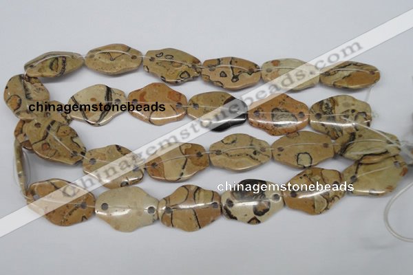 CFG340 22*30mm carved hexagon African leopard skin jasper beads