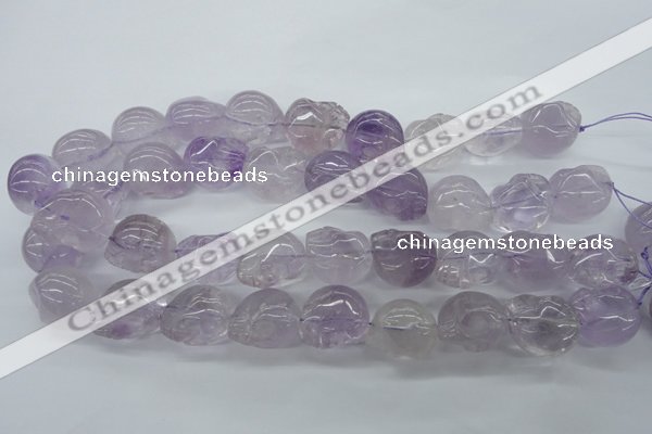 CFG342 15.5 inches 18*22mm carved skull amethyst beads