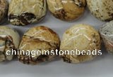 CFG347 15.5 inches 18*19mm carved skull picture jasper beads