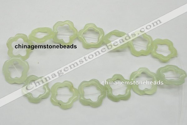 CFG36 15.5 inches 30mm carved flower green jade beads
