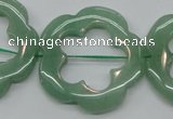 CFG40 15.5 inches 35mm carved flower green aventurine jade beads