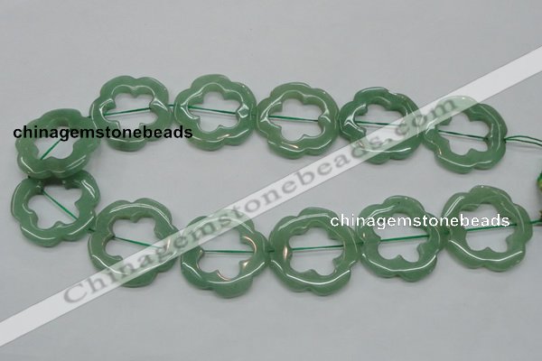 CFG40 15.5 inches 35mm carved flower green aventurine jade beads