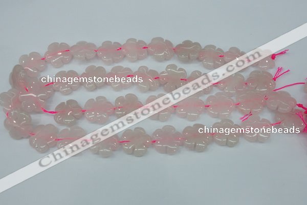 CFG450 15.5 inches 20mm carved flower rose quartz beads