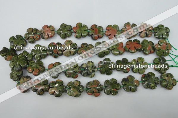 CFG451 15.5 inches 20mm carved flower unakite gemstone beads