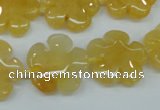 CFG457 15.5 inches 20mm carved flower yellow jade beads