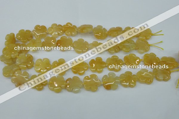 CFG457 15.5 inches 20mm carved flower yellow jade beads