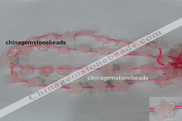 CFG507 15.5 inches 15*15mm carved flower rose quartz beads