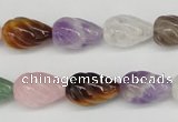 CFG51 15.5 inches 10*16mm carved teardrop mixed gemstone beads